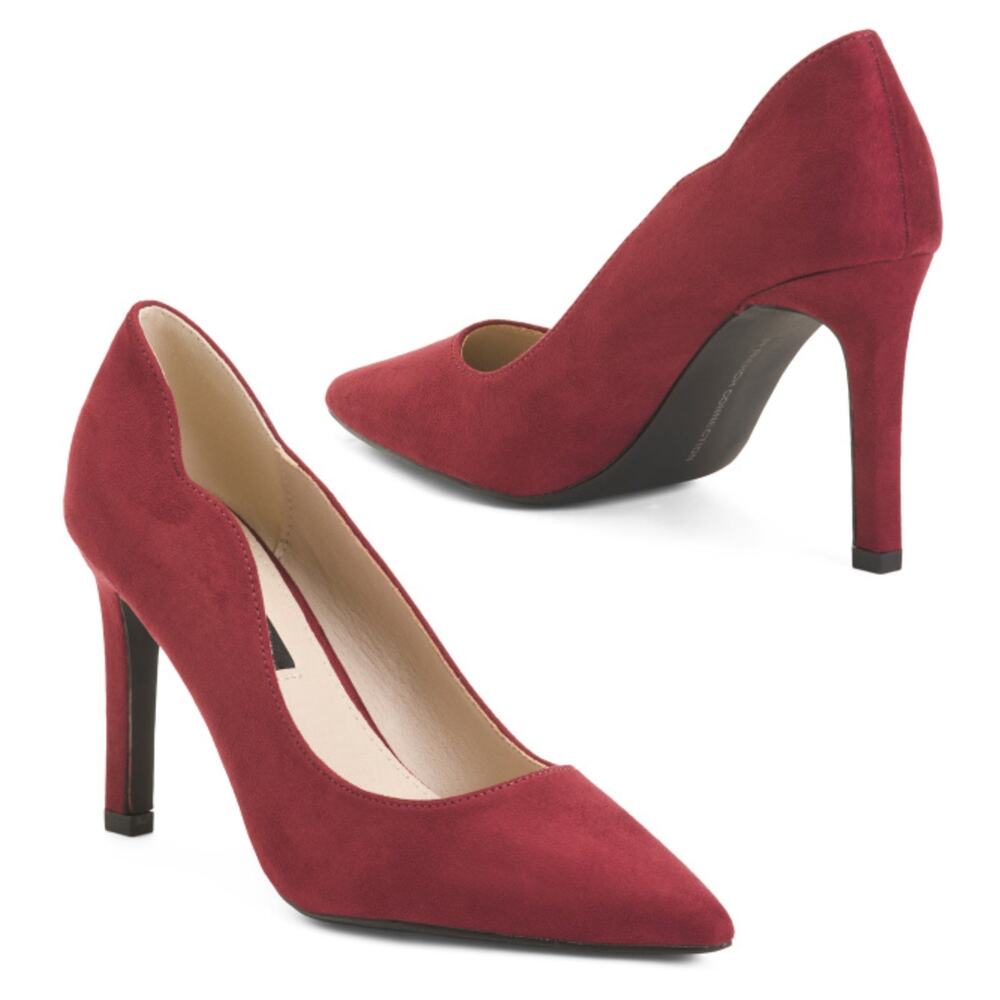 NWT French Connection Women's Pointy Toe Faux Suede Scalloped Pump Heels